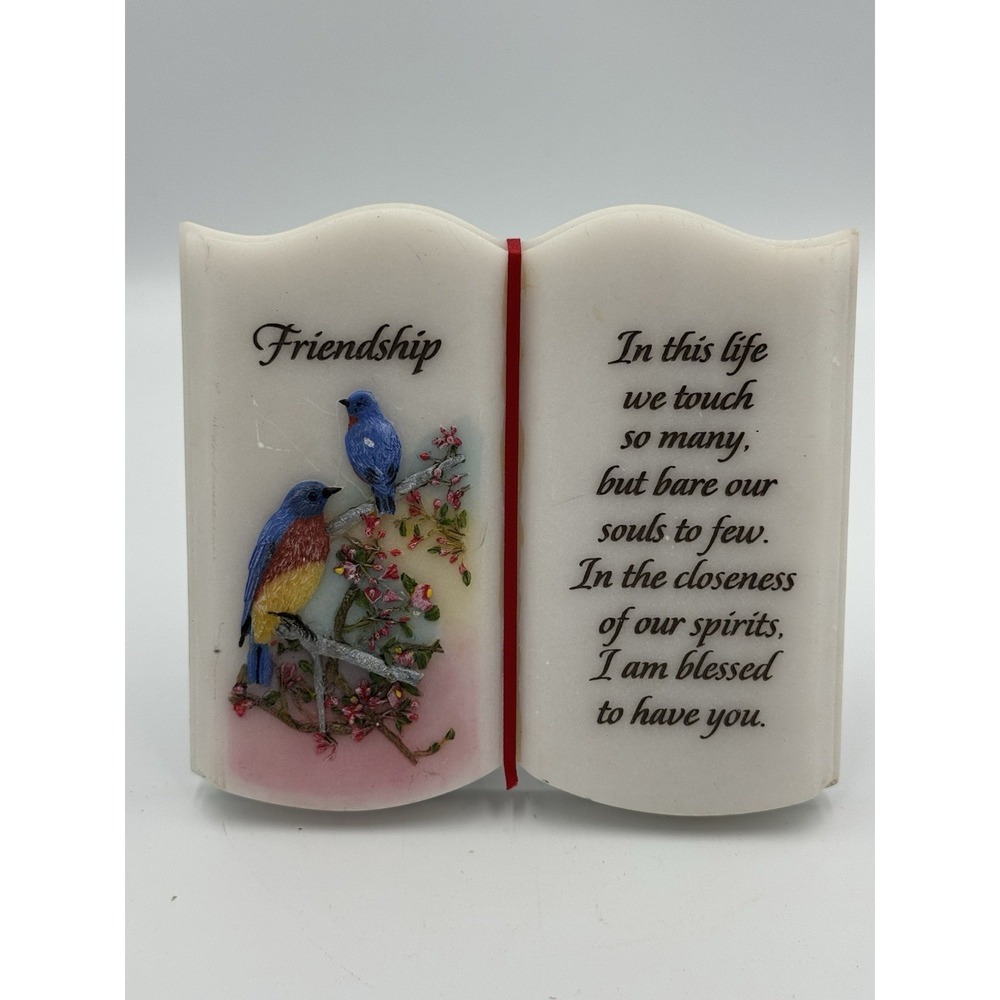 Ceramic Friendship 3D Plaque Hand or Desk Decor Blue Birds Thankfulness 5.5β in